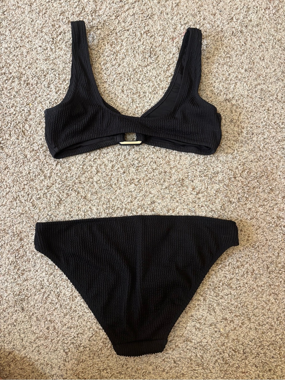 aerie Black Textured Cutout Bikini Set - Picture 6 of 7